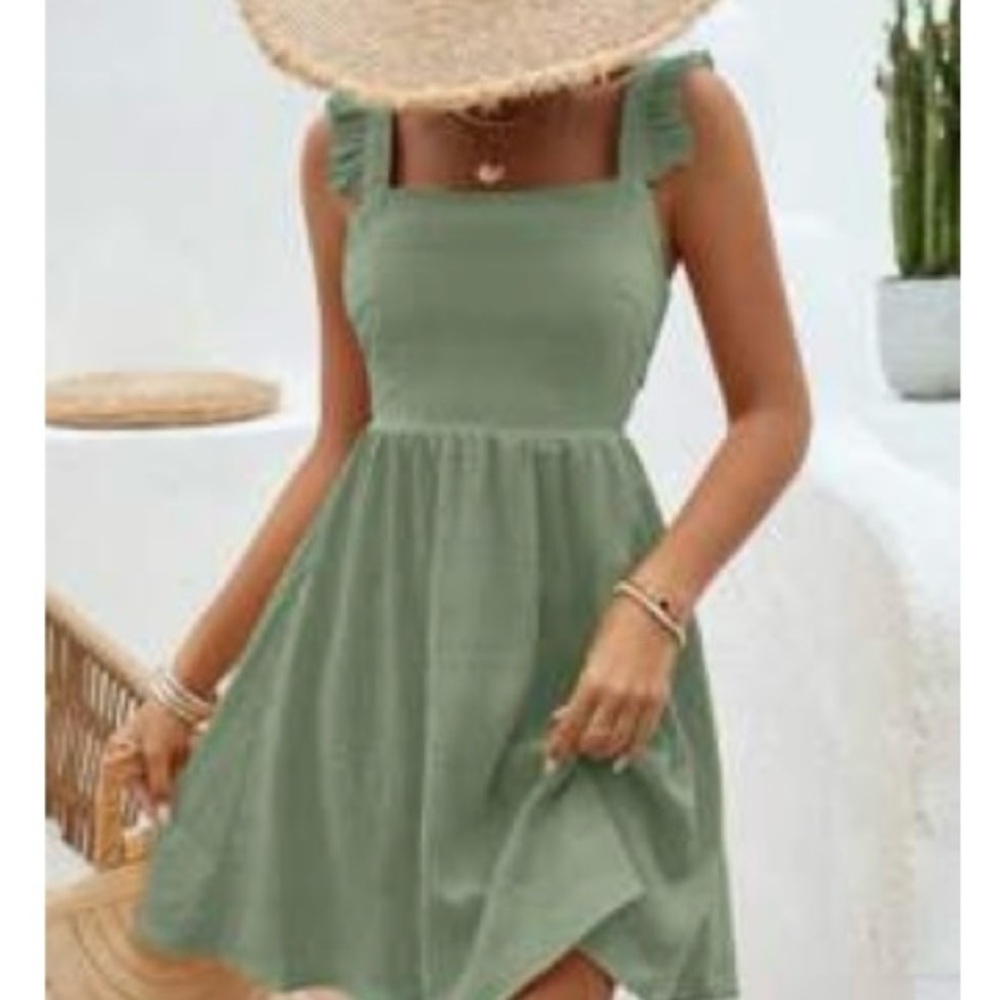 SHEIN Emery Rose Ruffled Mini Dress in Sage
